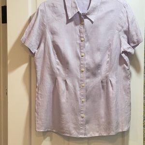JJill Washable Linen Lilac Button Front Blouse